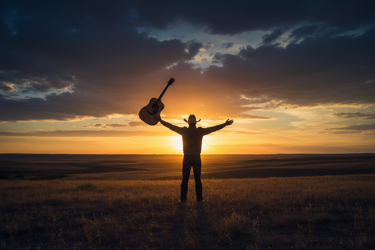 Country Music - Cowboy Silhouette Landscape