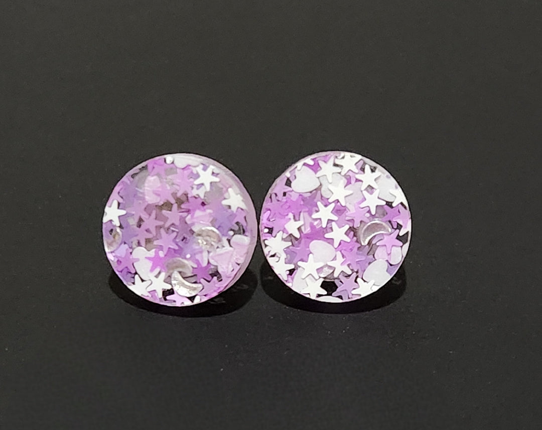 Purple White Star Studs - [farm_afternoons]