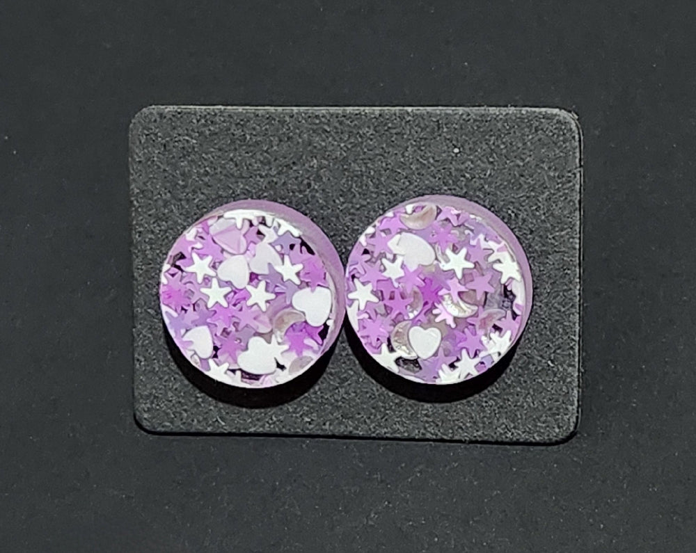 Purple White Star Studs - [farm_afternoons]