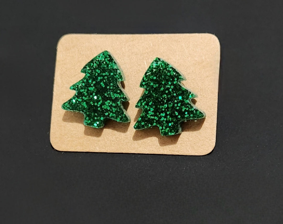 Traditional Christmas Tree Studs - [farm_afternoons]