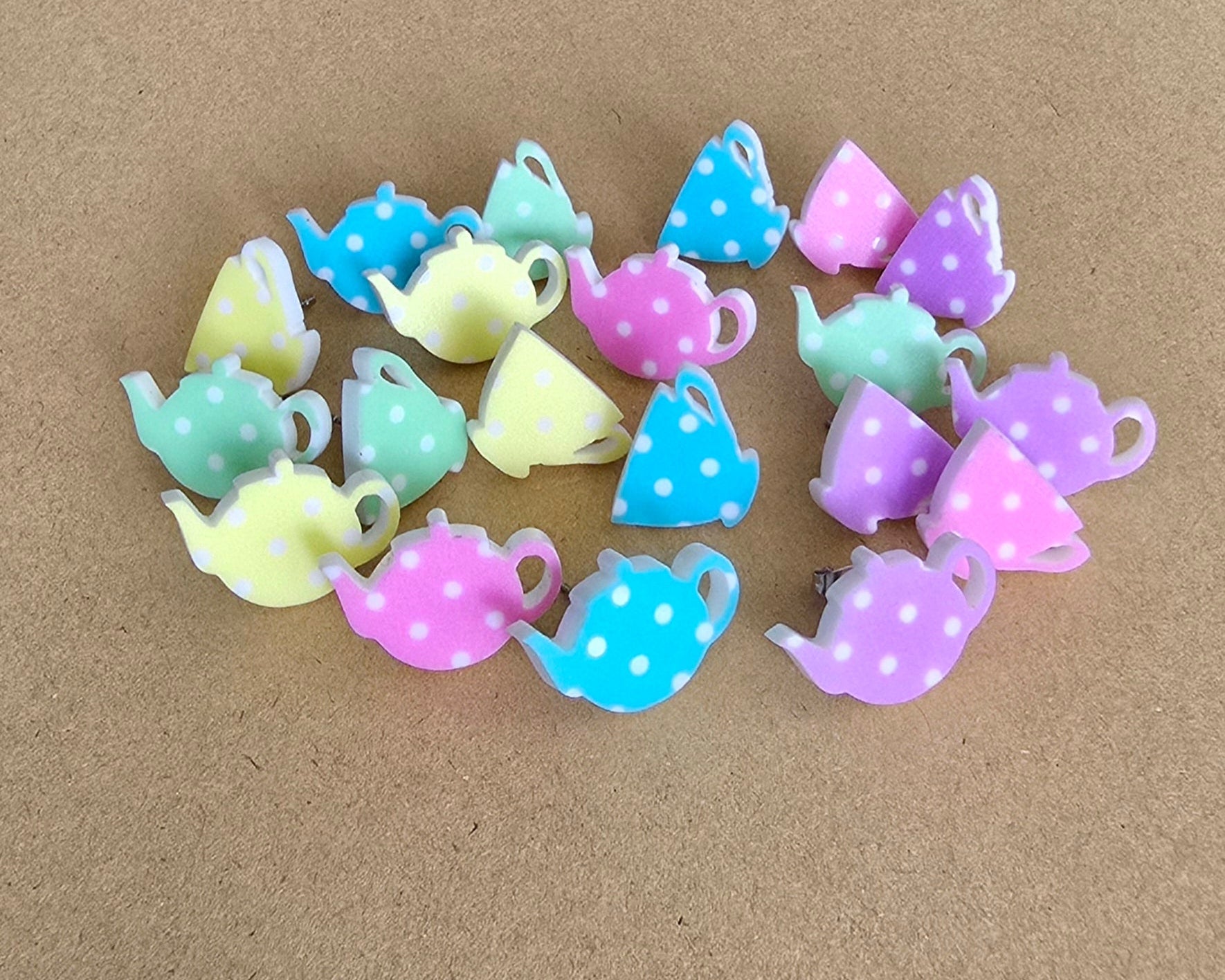 Polka Dot TeaPot and Cup Studs - [farm_afternoons]