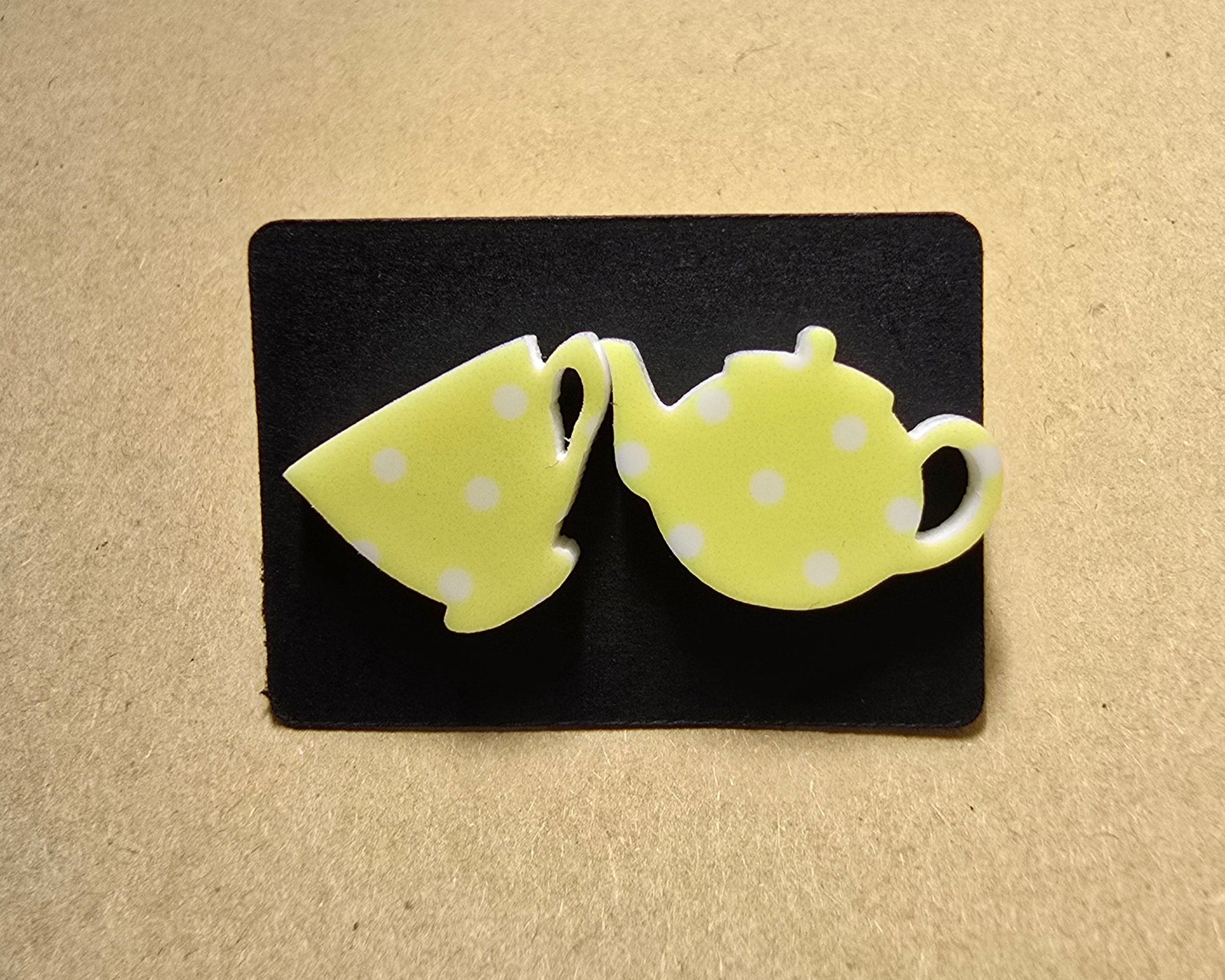 Polka Dot TeaPot and Cup Studs - [farm_afternoons]