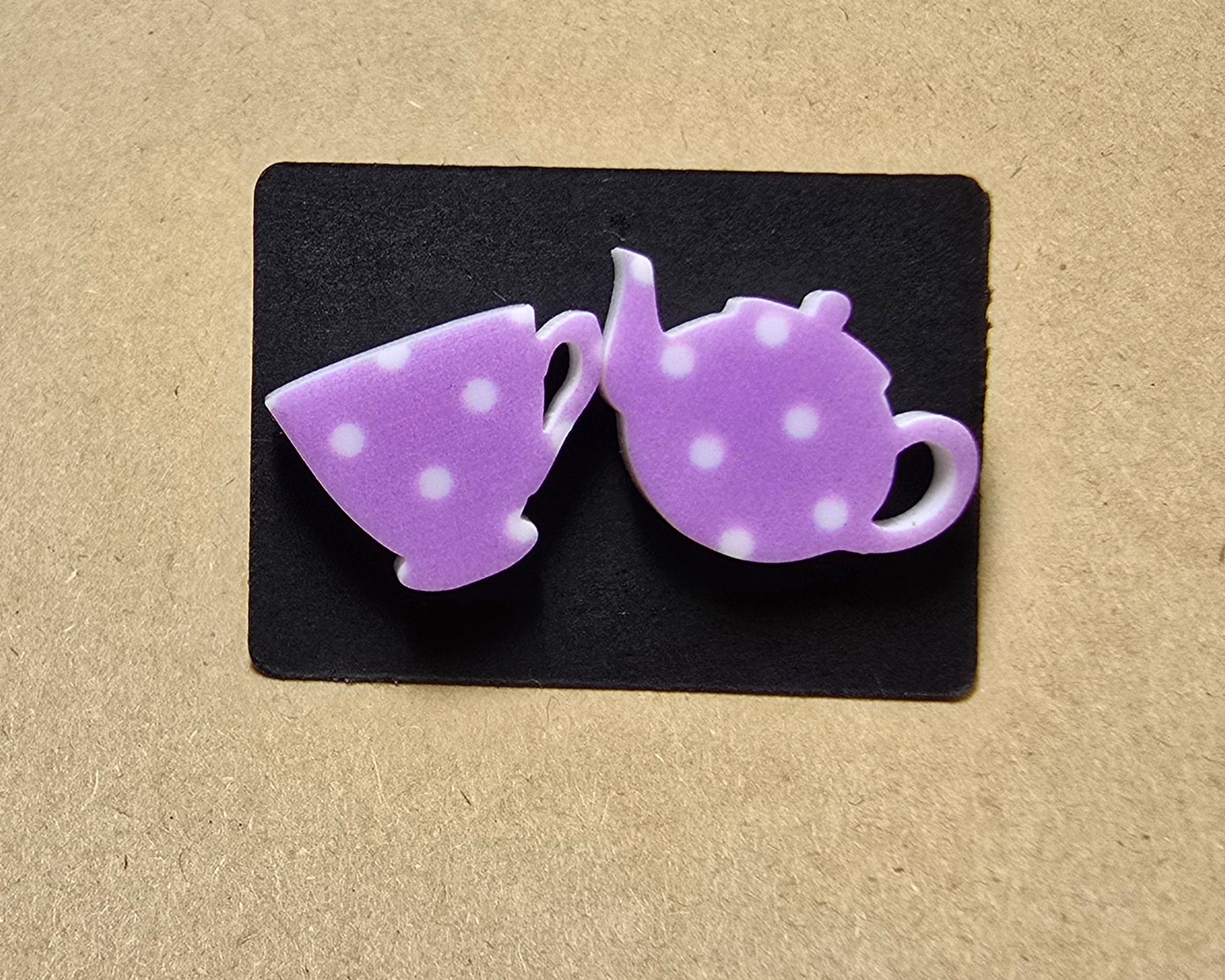 Polka Dot TeaPot and Cup Studs - [farm_afternoons]