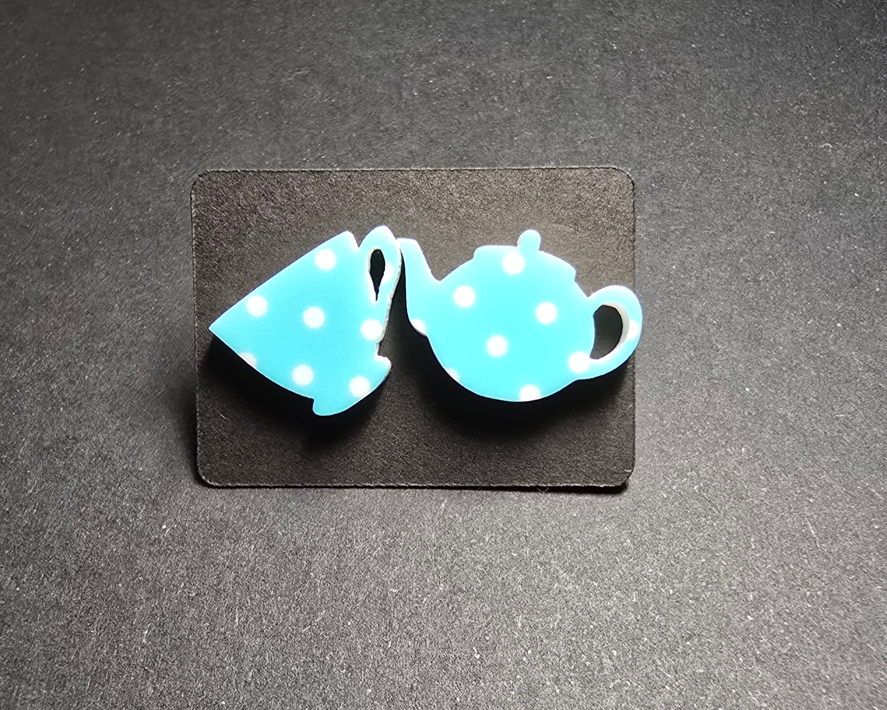 Polka Dot TeaPot and Cup Studs - [farm_afternoons]