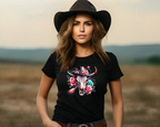 Women's Western Bulls & Guns Tee