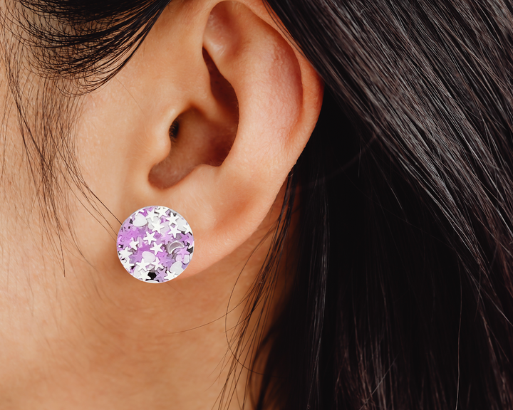 Purple White Star Studs - [farm_afternoons]