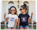 Girls Iridescent Bull Skull T-Shirt