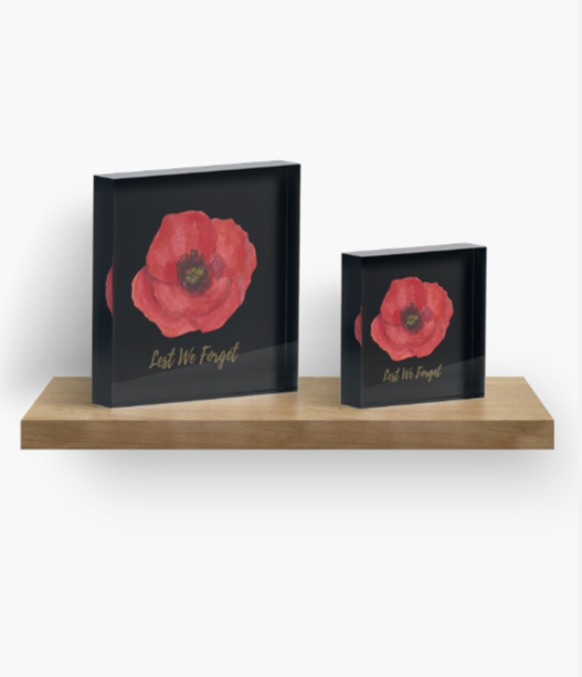 Anzac Poppy Acrylic Block