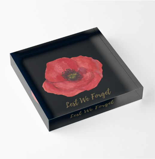 Anzac Poppy Acrylic Block