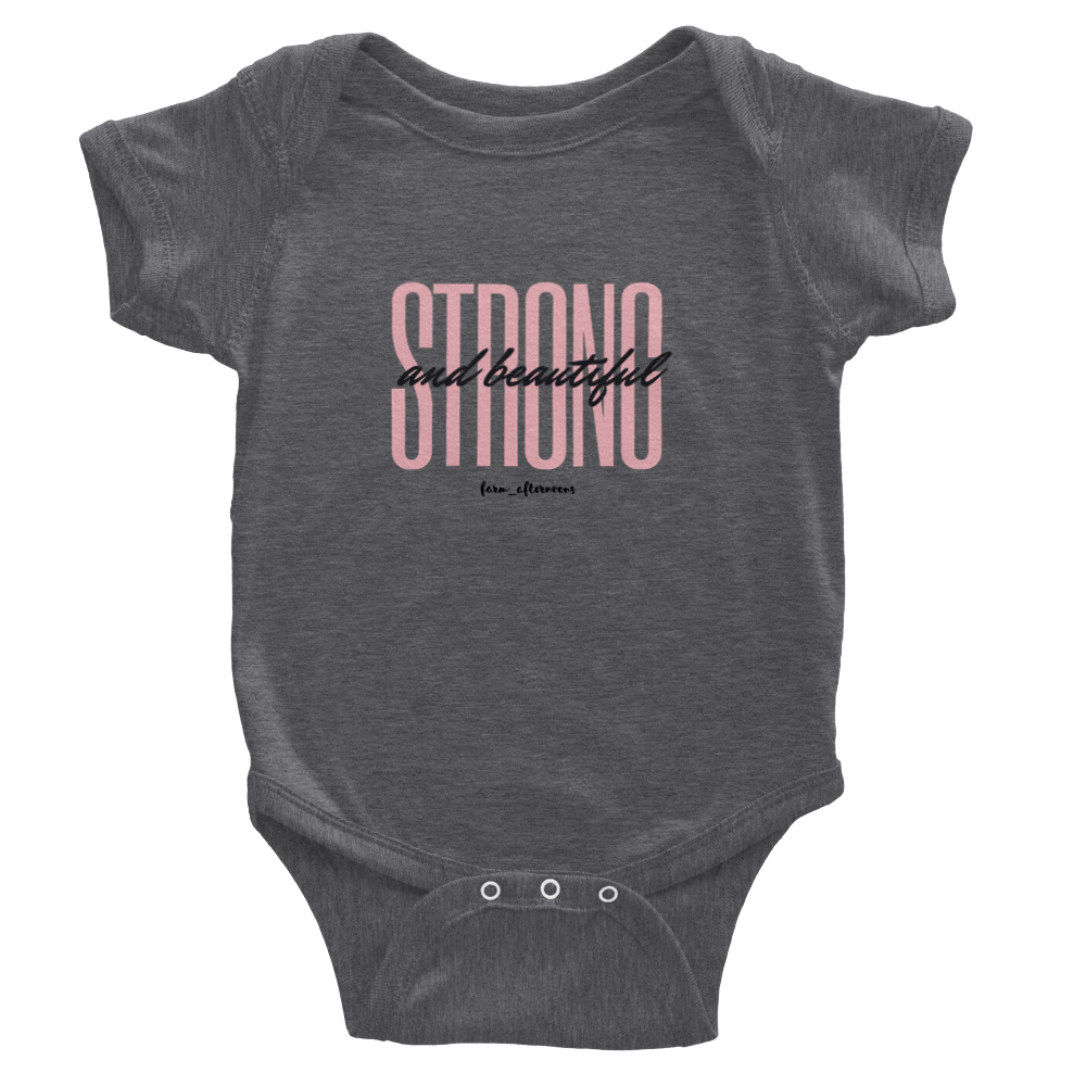 Pink Strong & Beautiful - Baby Short Sleeve Onesies