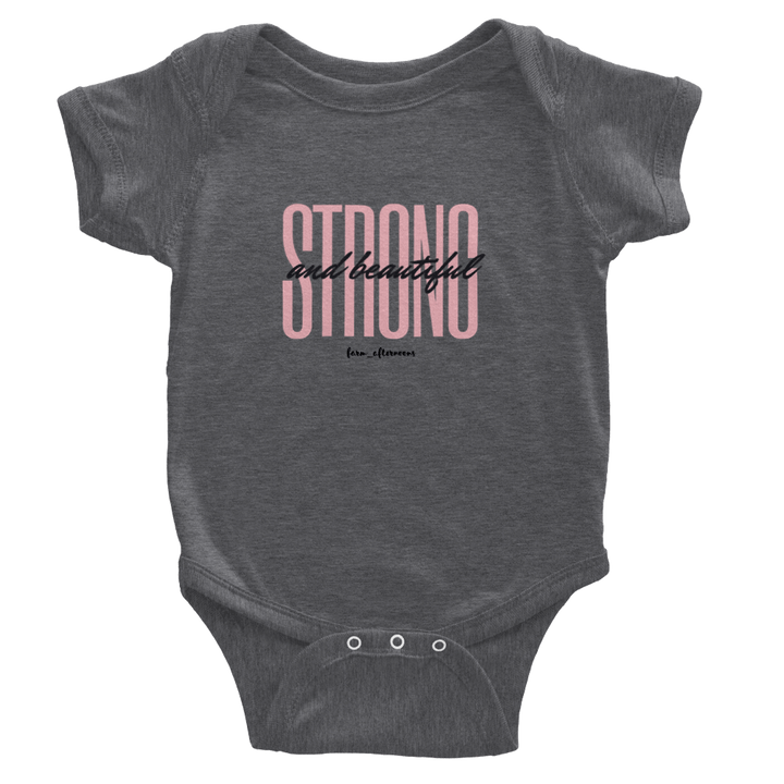 Pink Strong & Beautiful - Baby Short Sleeve Onesies