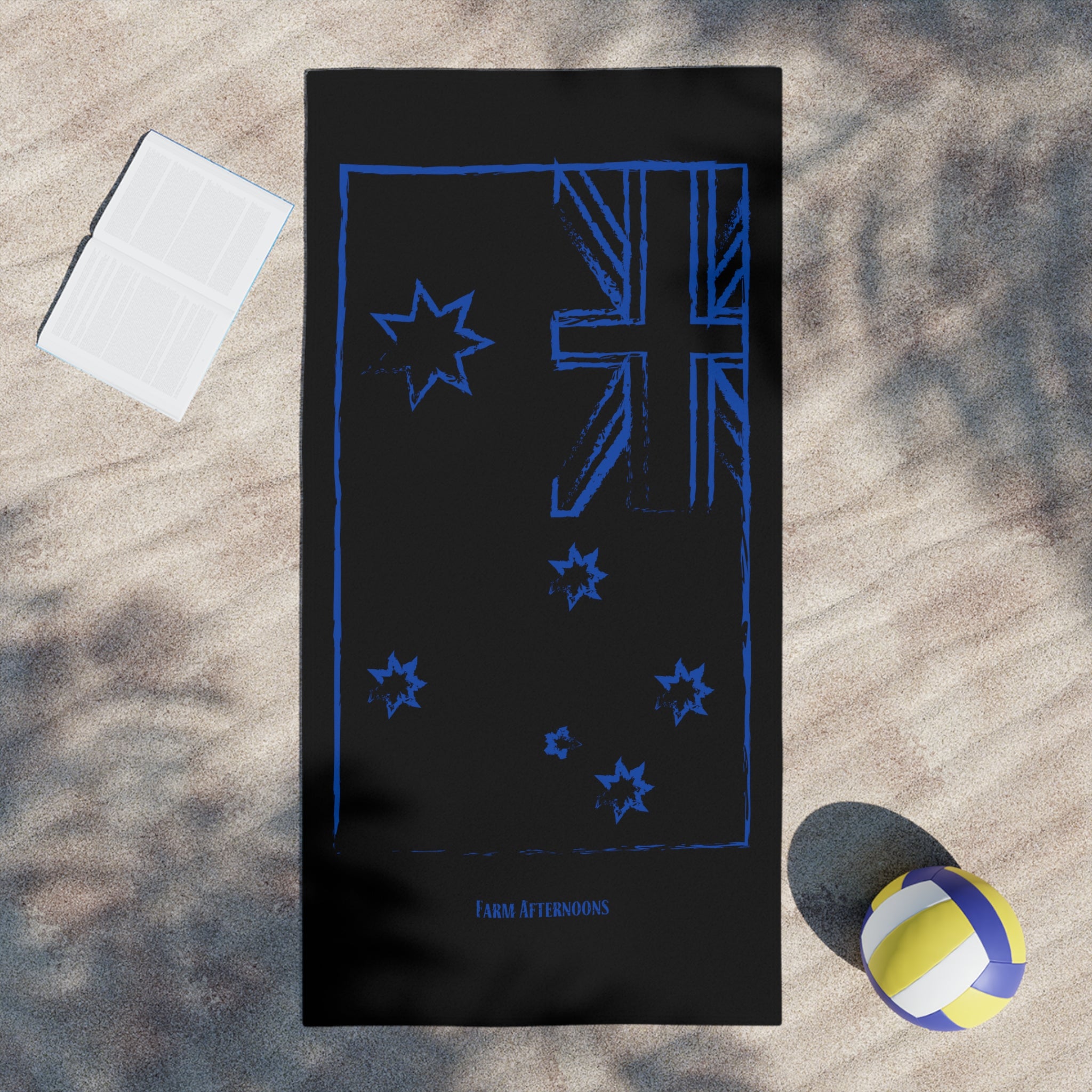 Blue Distressed Australia Beach Towel - [farm_afternoons]
