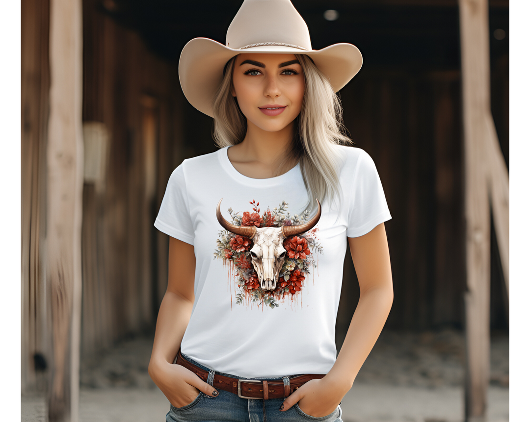 Vintage Xmas Bull Skull Tee