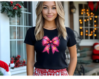 Women's Pink Christmas Bow - [farm_afternoons]