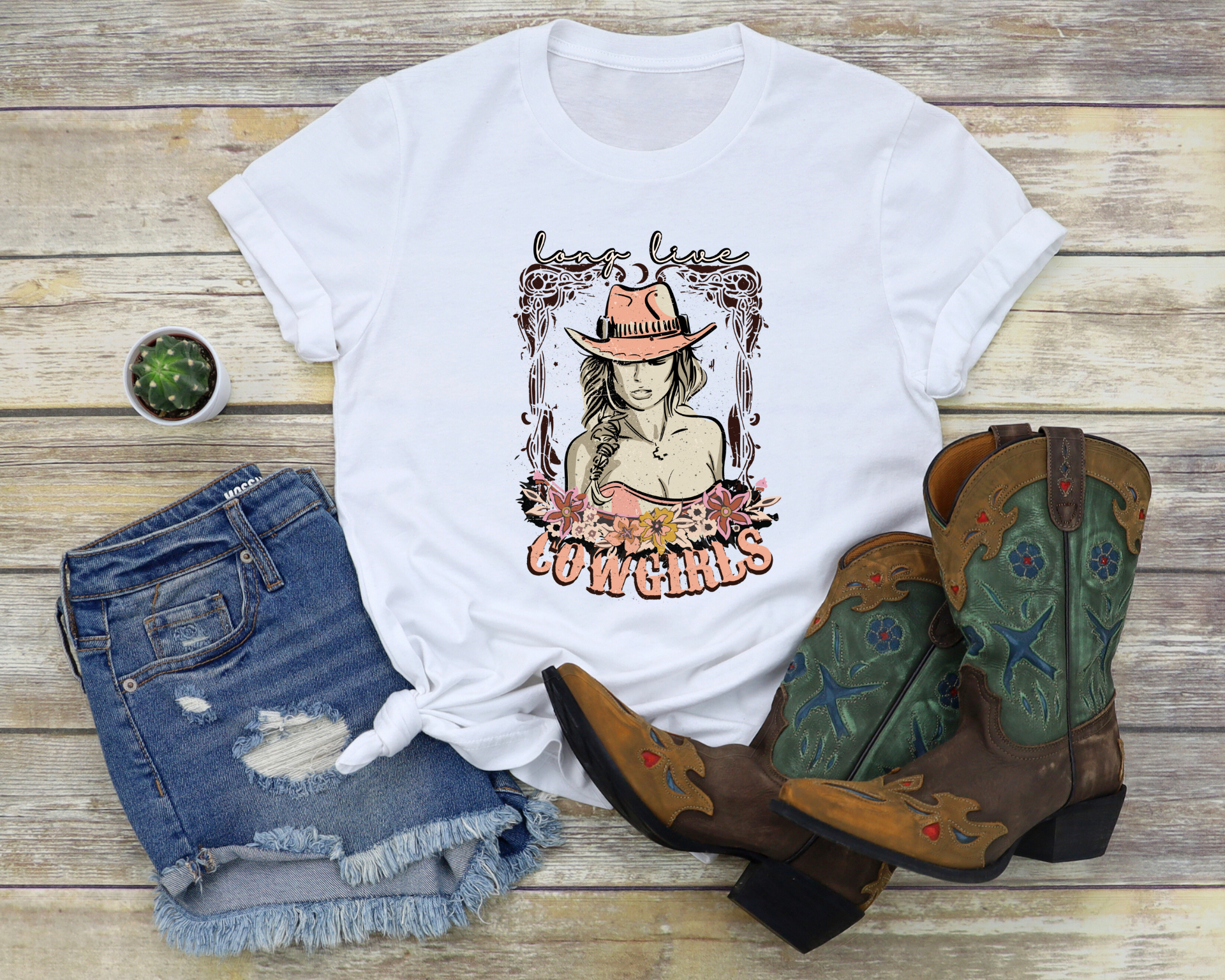 Women's OutLaw Cowgirl TShirt - [farm_afternoons]