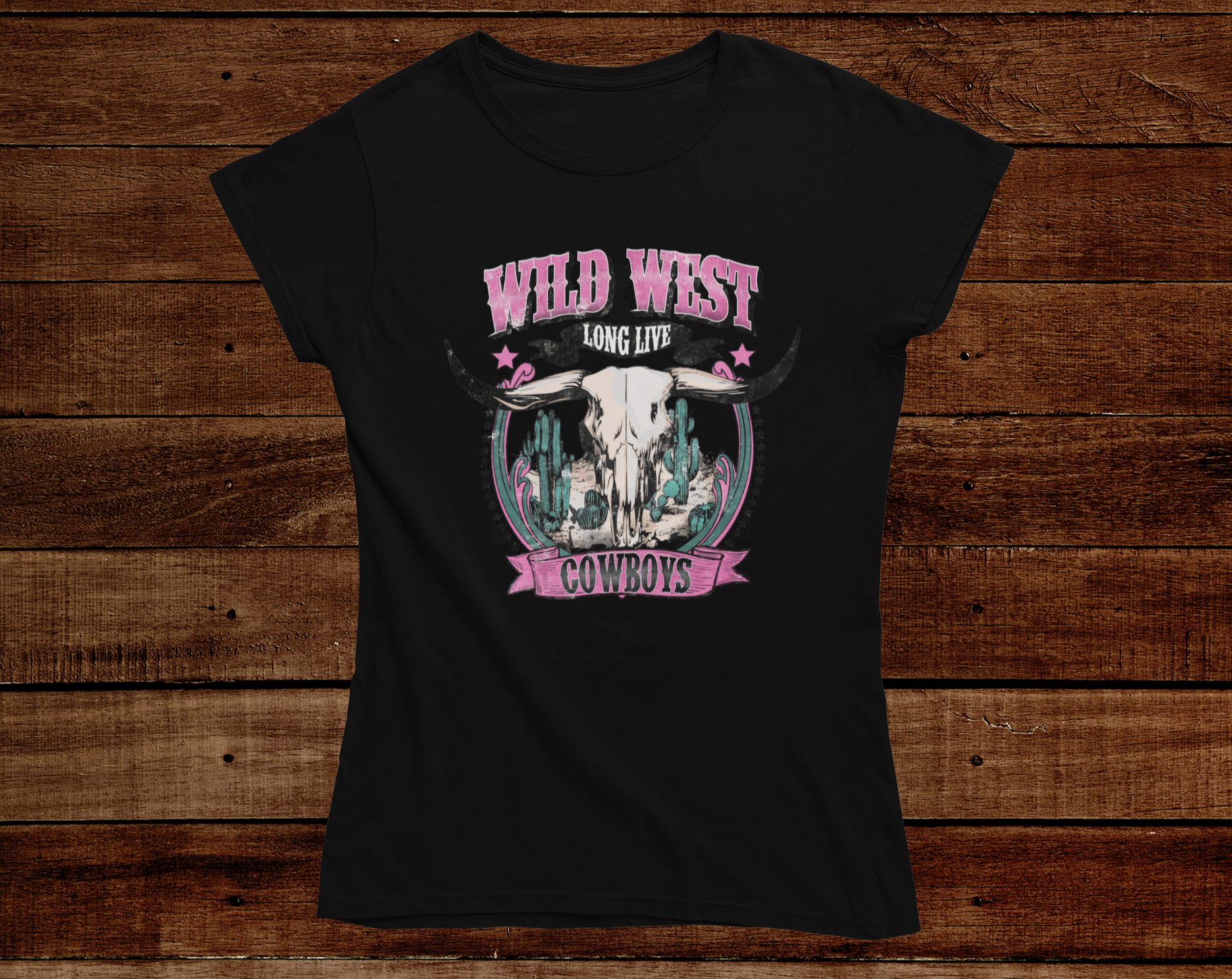 Women's Pink Wild West Tee - [farm_afternoons]