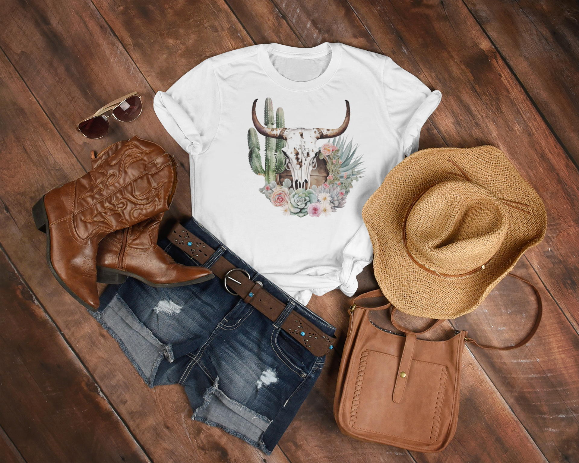 Old West Bull Skull Tee - [farm_afternoons]