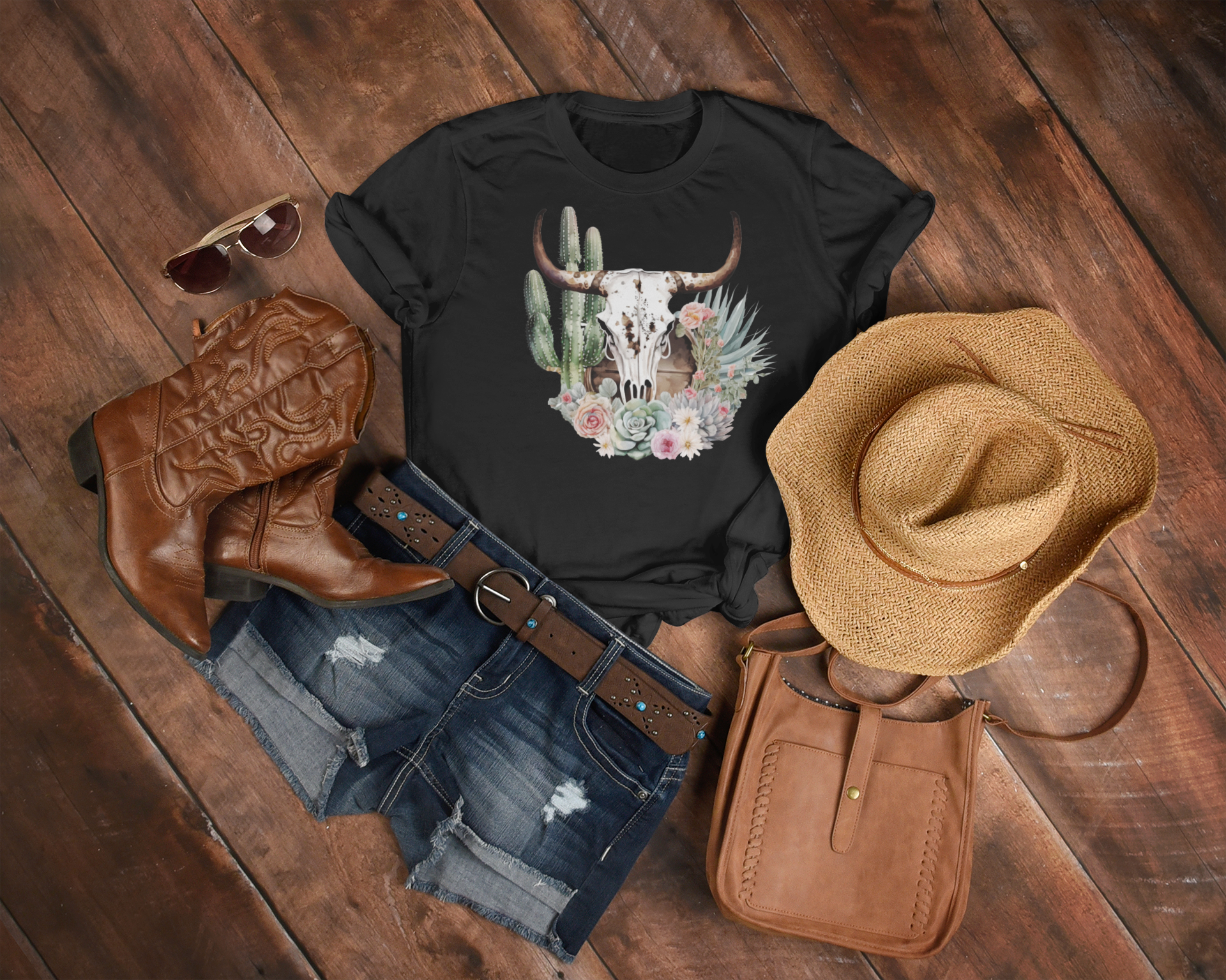 Old West Bull Skull Tee - [farm_afternoons]
