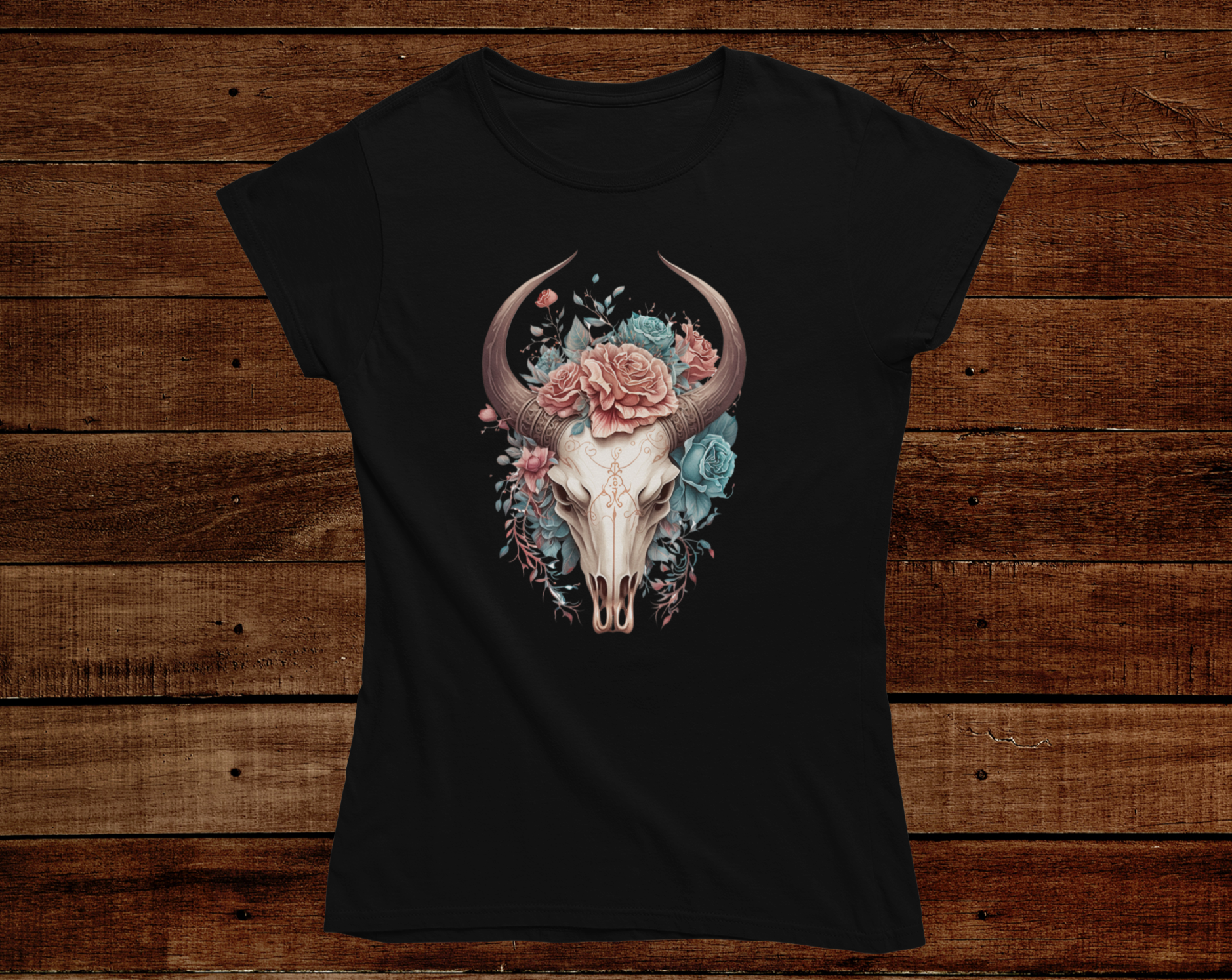 Women's Boho Floral Skull Tee - [farm_afternoons]