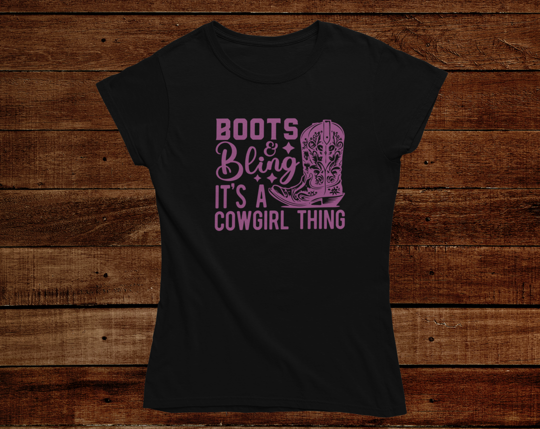 Women's Boots and Bling Tee