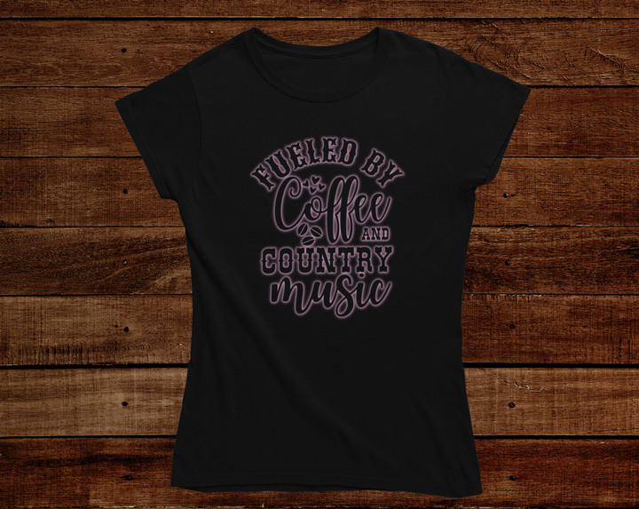 Women's Pink Coffee & Country Music Tee