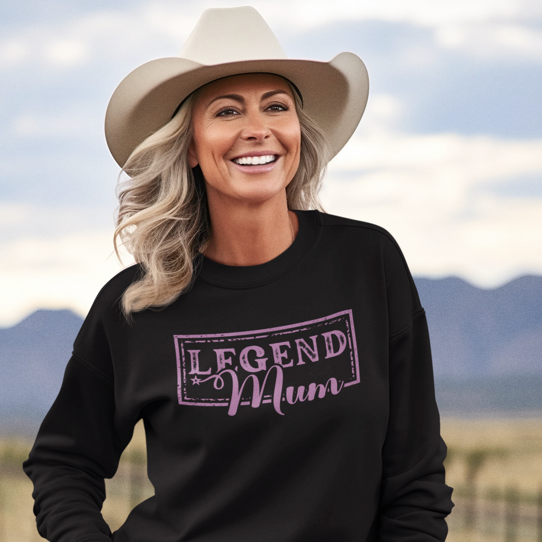 Legend Mum sweater country mum modeling