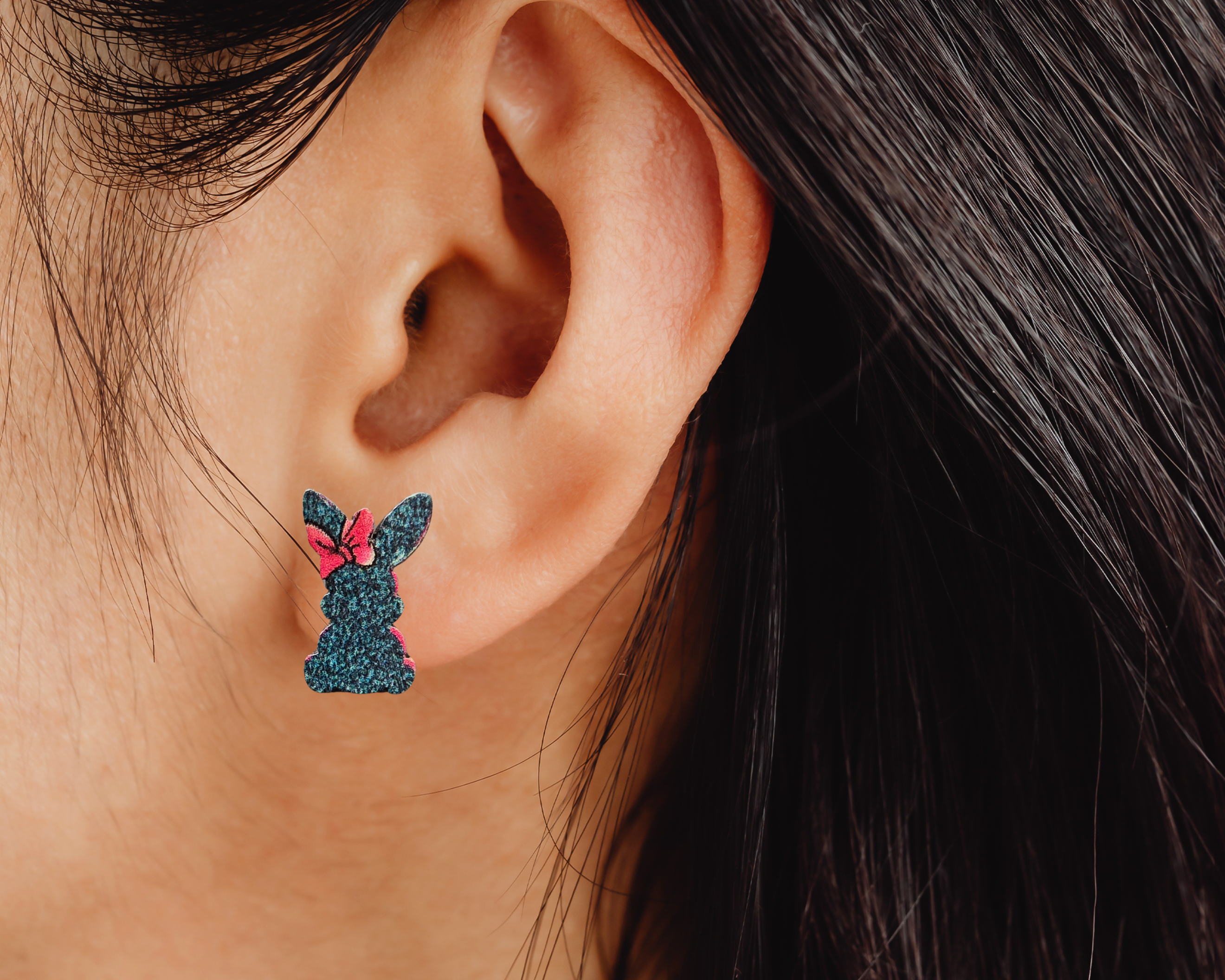 Patterned Bunny Studs - [farm_afternoons]
