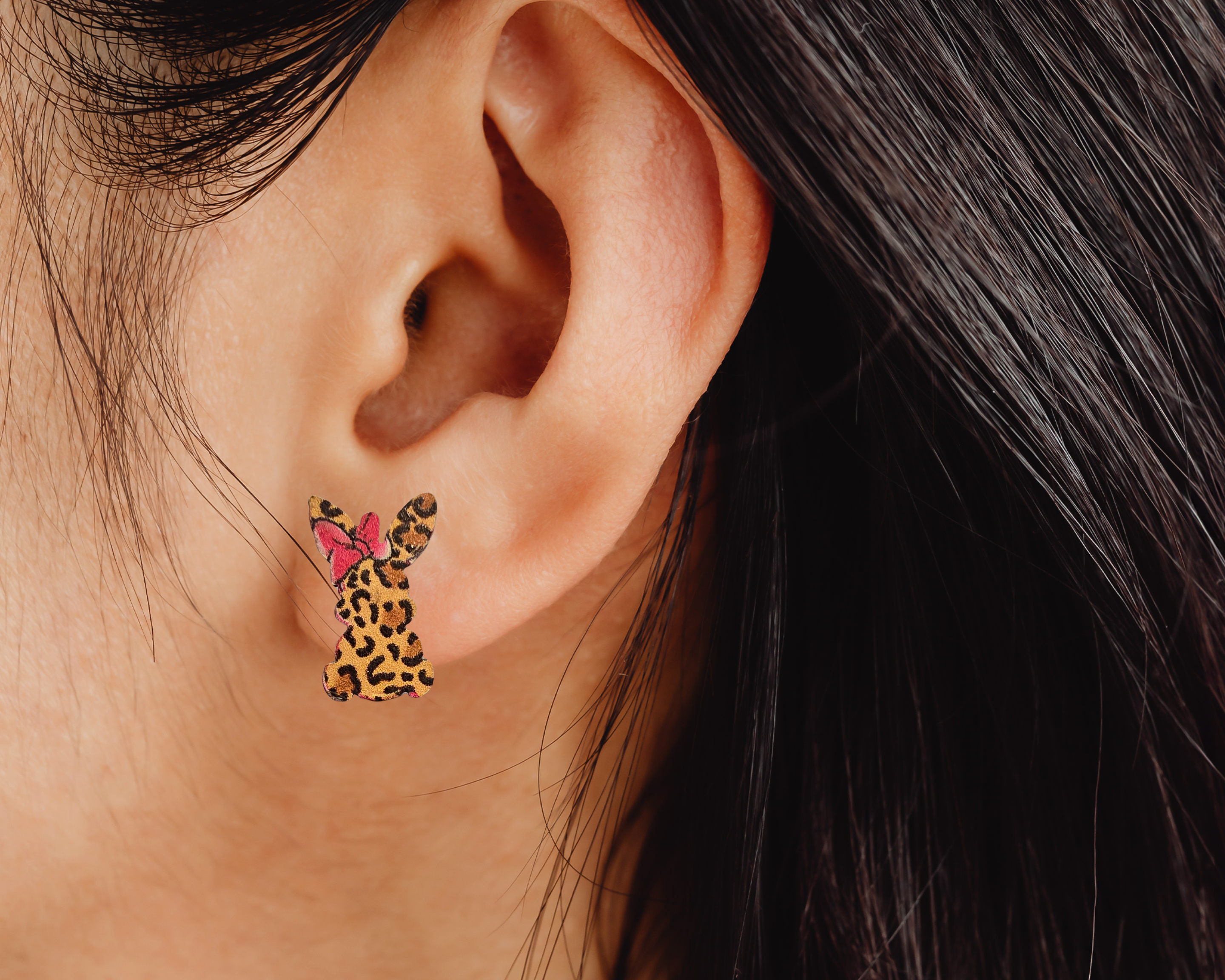 Patterned Bunny Studs - [farm_afternoons]