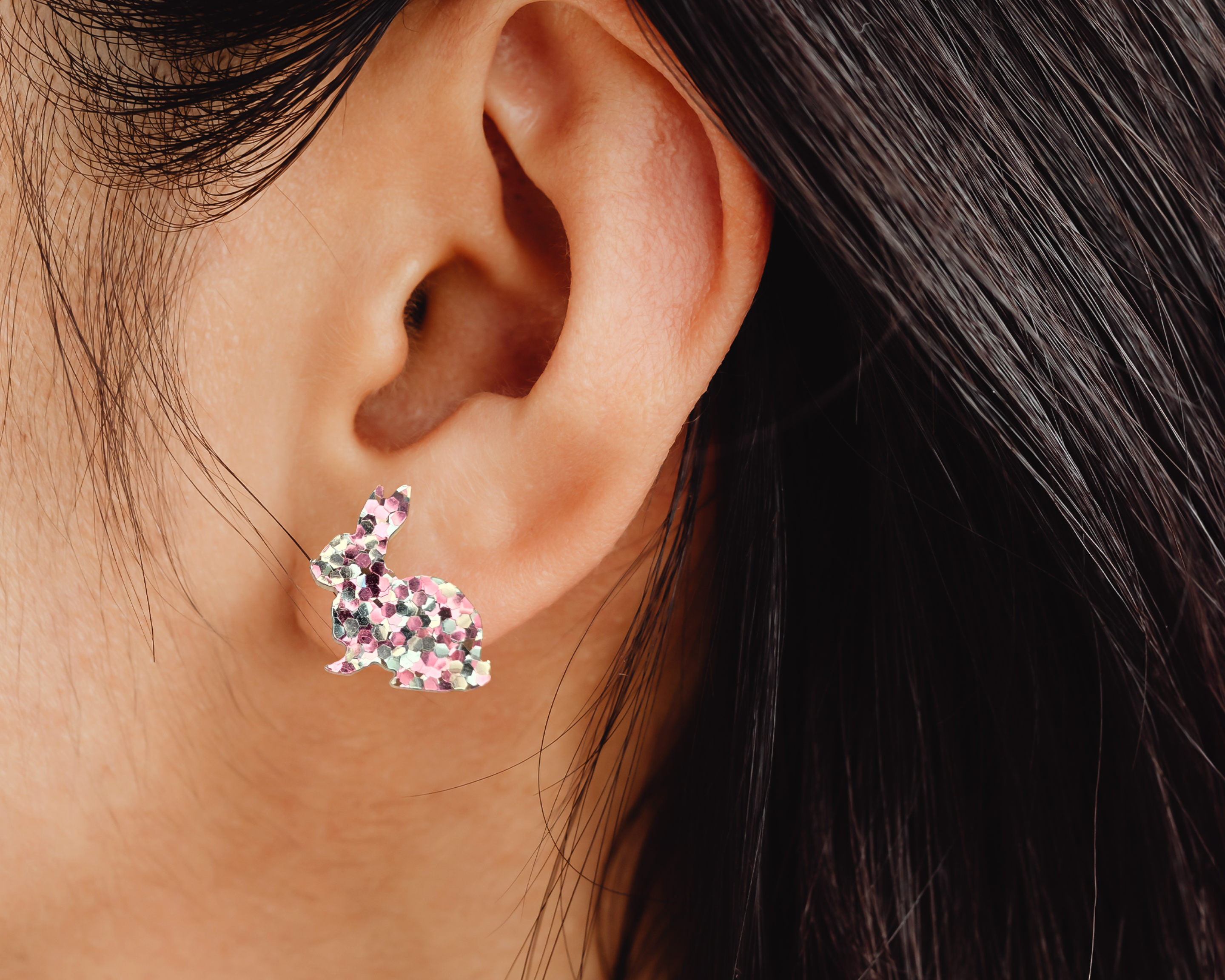 Glitter Bunny Studs - [farm_afternoons]