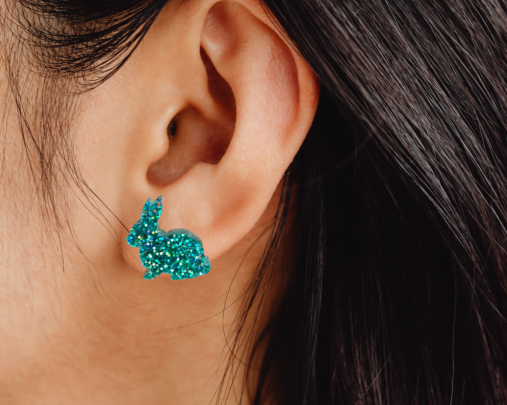 Glitter Bunny Studs - [farm_afternoons]