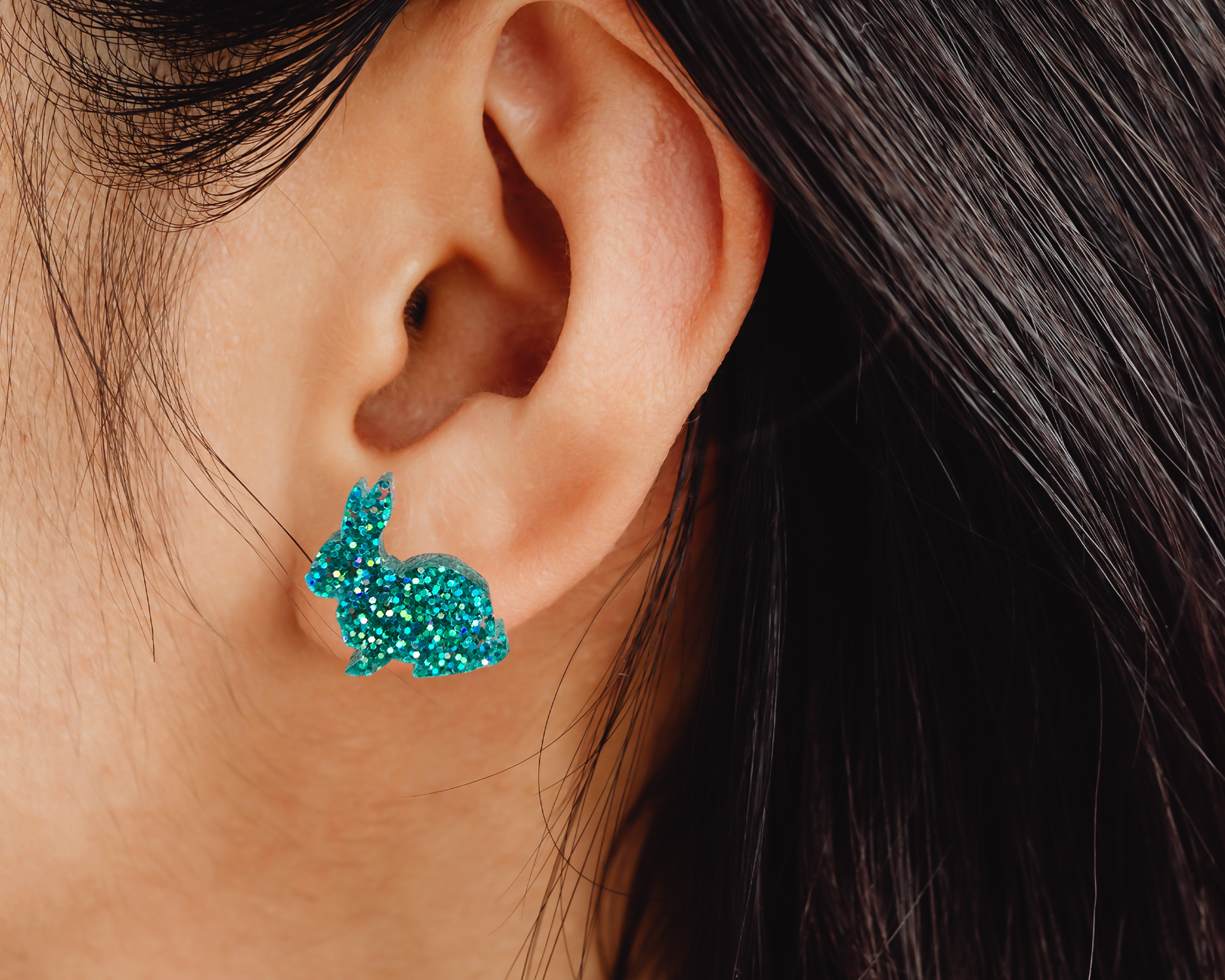 Glitter Bunny Studs - [farm_afternoons]