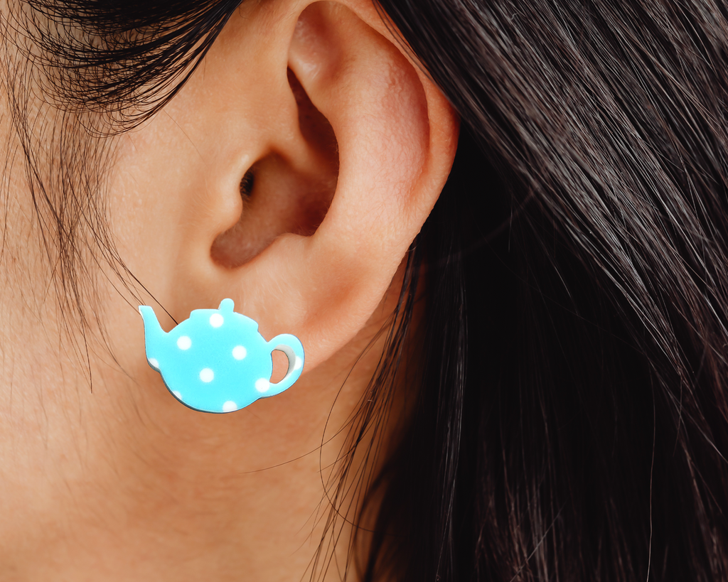 Polka Dot TeaPot and Cup Studs - [farm_afternoons]
