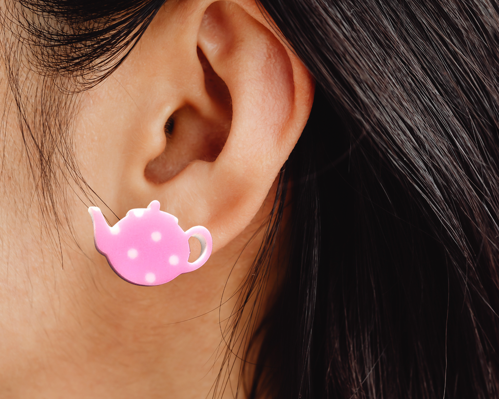 Polka Dot TeaPot and Cup Studs - [farm_afternoons]