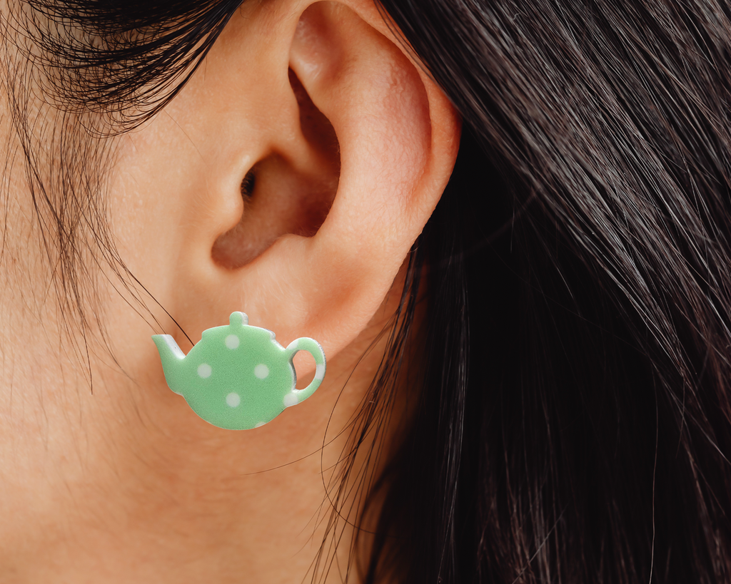 Polka Dot TeaPot and Cup Studs - [farm_afternoons]
