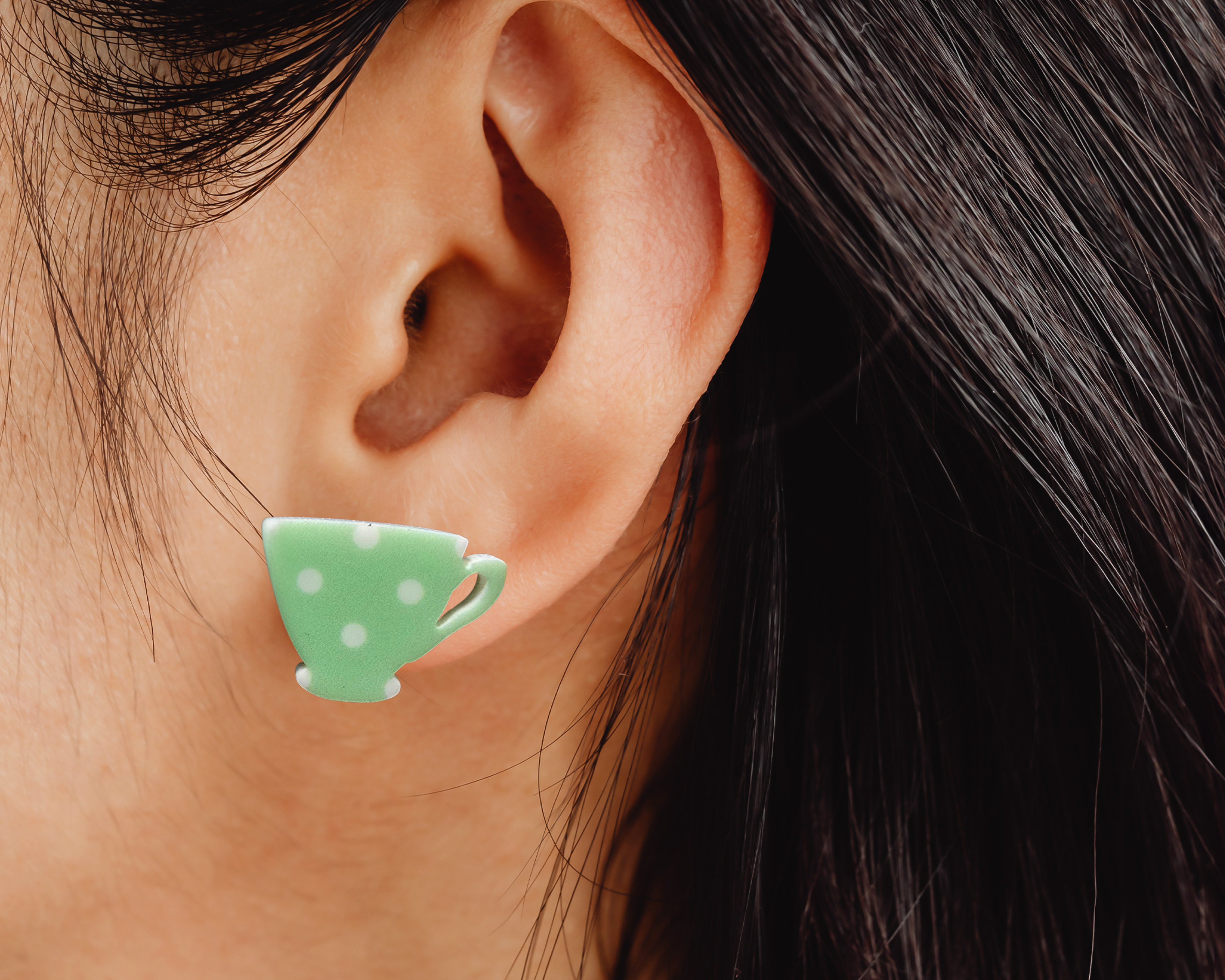 Polka Dot TeaPot and Cup Studs - [farm_afternoons]