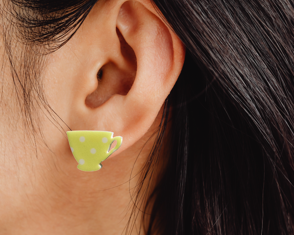 Polka Dot TeaPot and Cup Studs - [farm_afternoons]