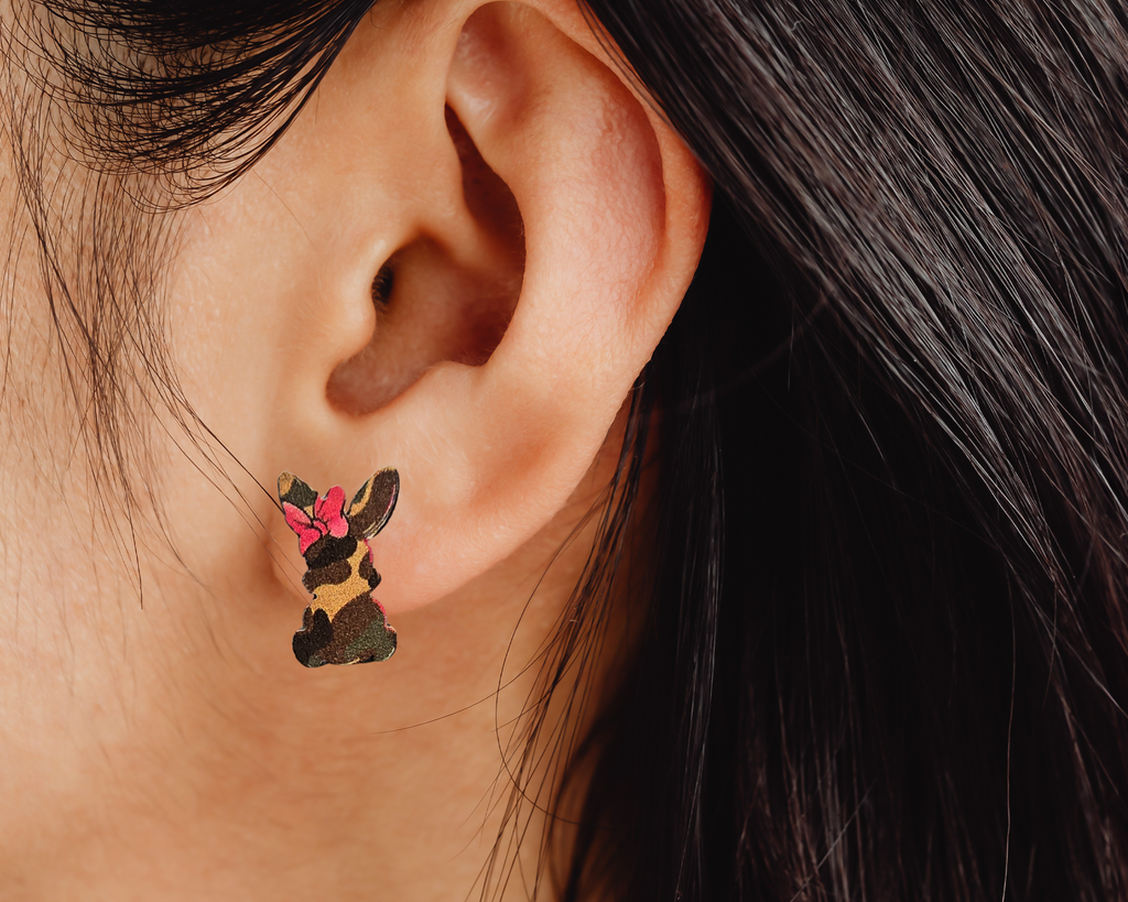 Patterned Bunny Studs - [farm_afternoons]