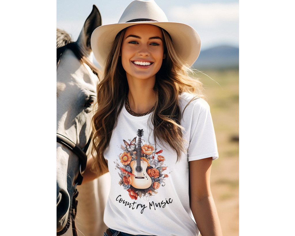 Women's Floral Country Music T-Shirt - [farm_afternoons]