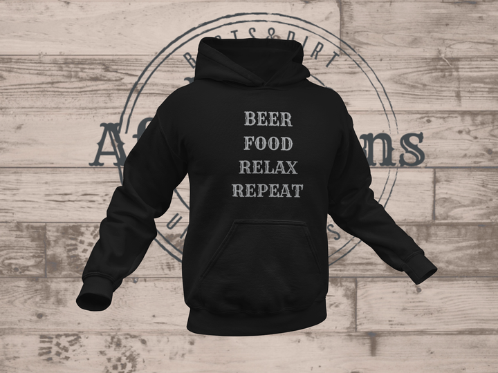 Men's Beer Food Relax Repeat Hoodie