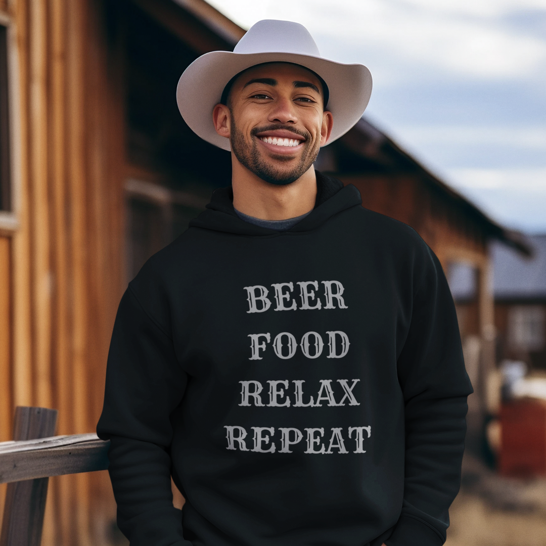 Men's Beer Food Relax Repeat Hoodie