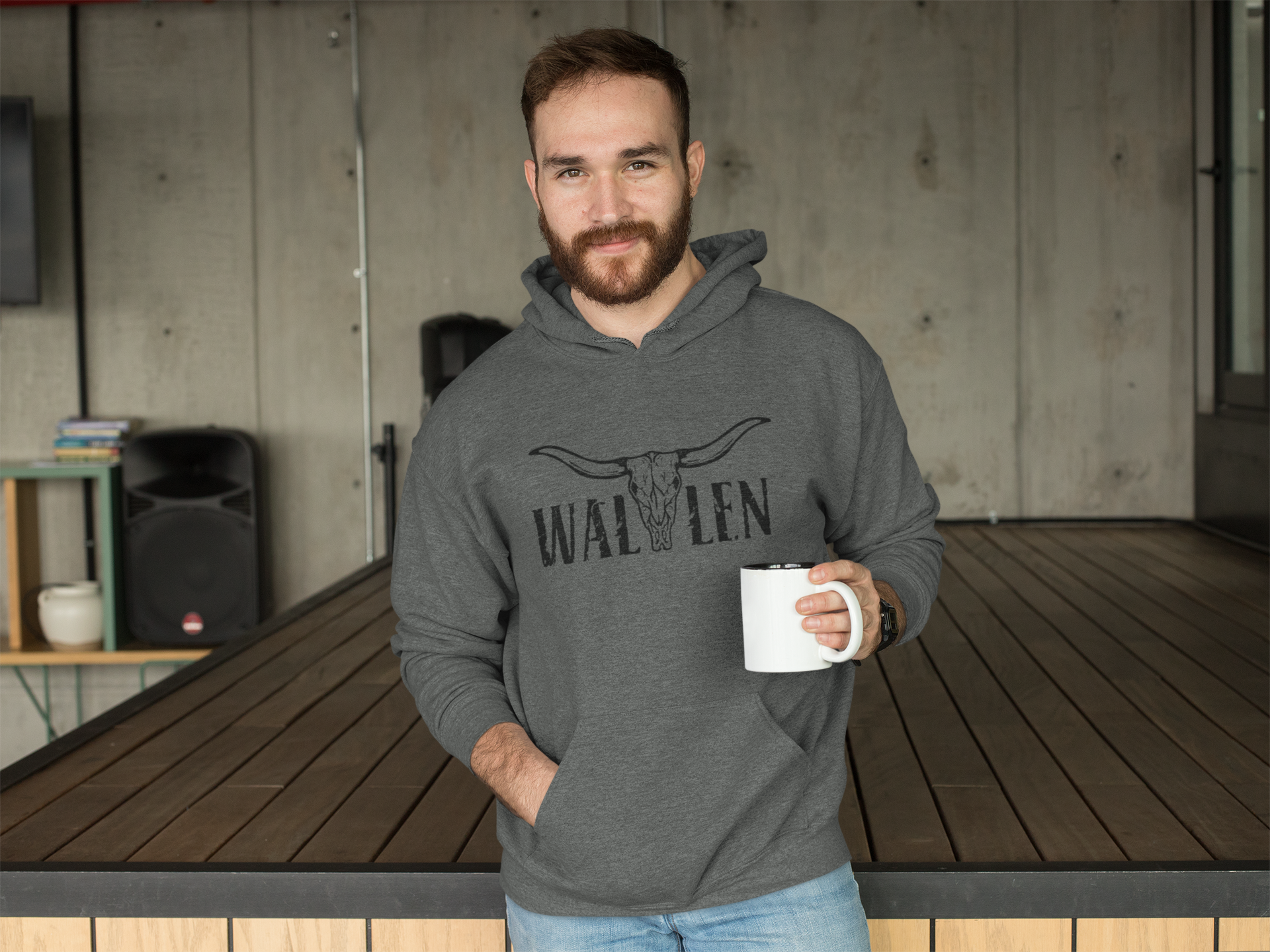 Mens Black Wallen Hoodie - [farm_afternoons]