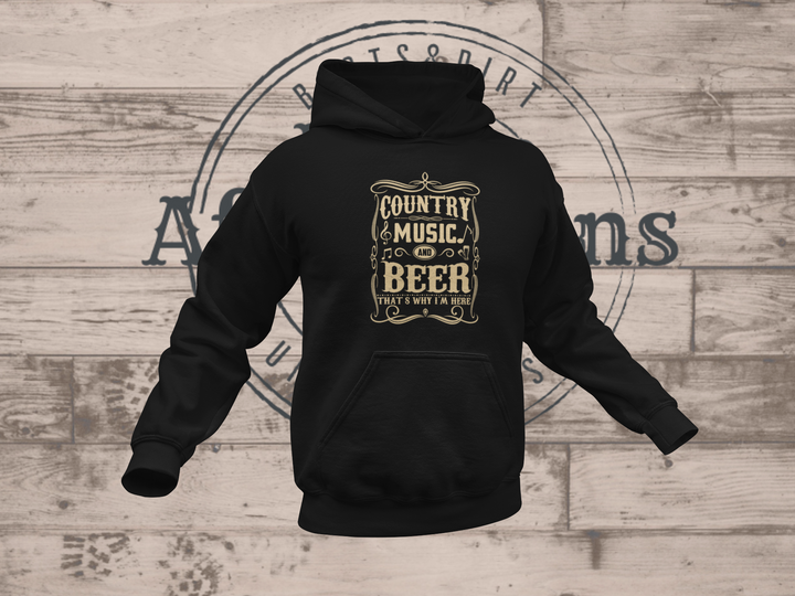 Mens Country Music and Beer Hoodie