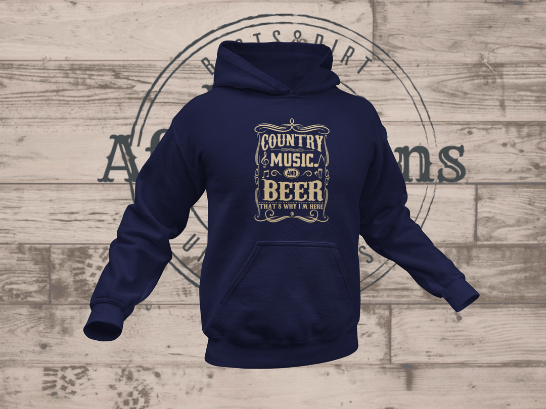 Mens Country Music and Beer Hoodie