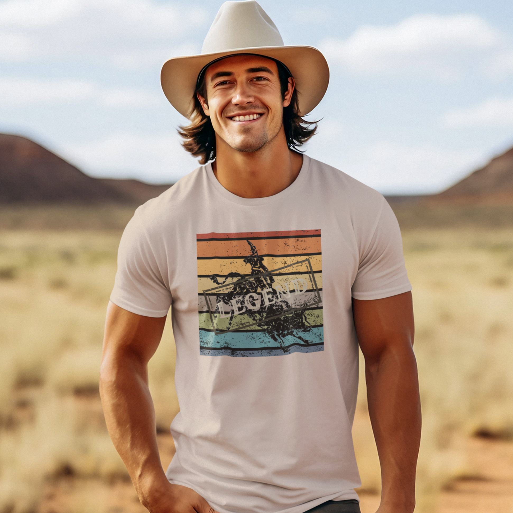 Men's Retro Rodeo Legend T-shirt - [farm_afternoons]