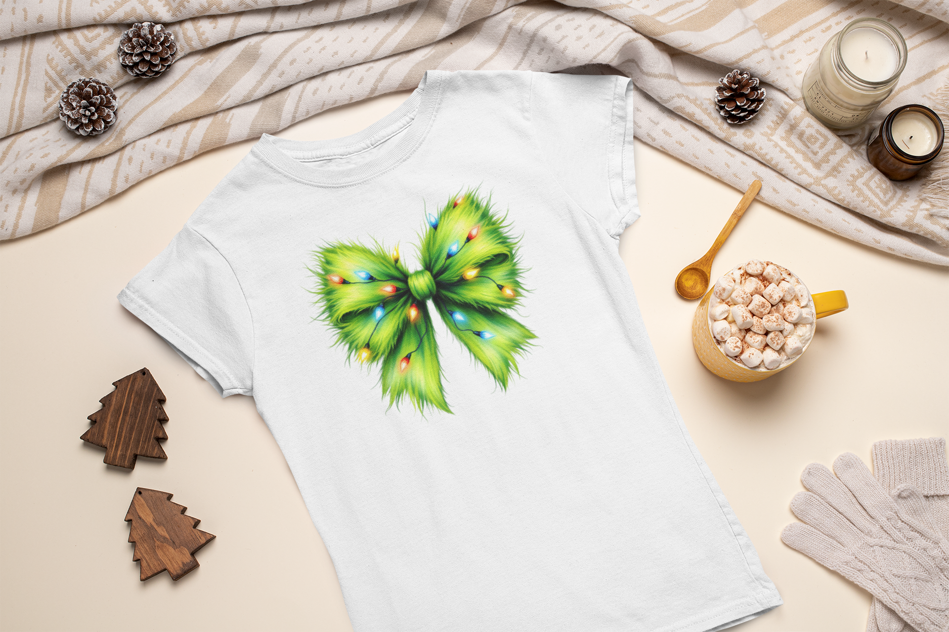 Women's Green Christmas Bow - [farm_afternoons]