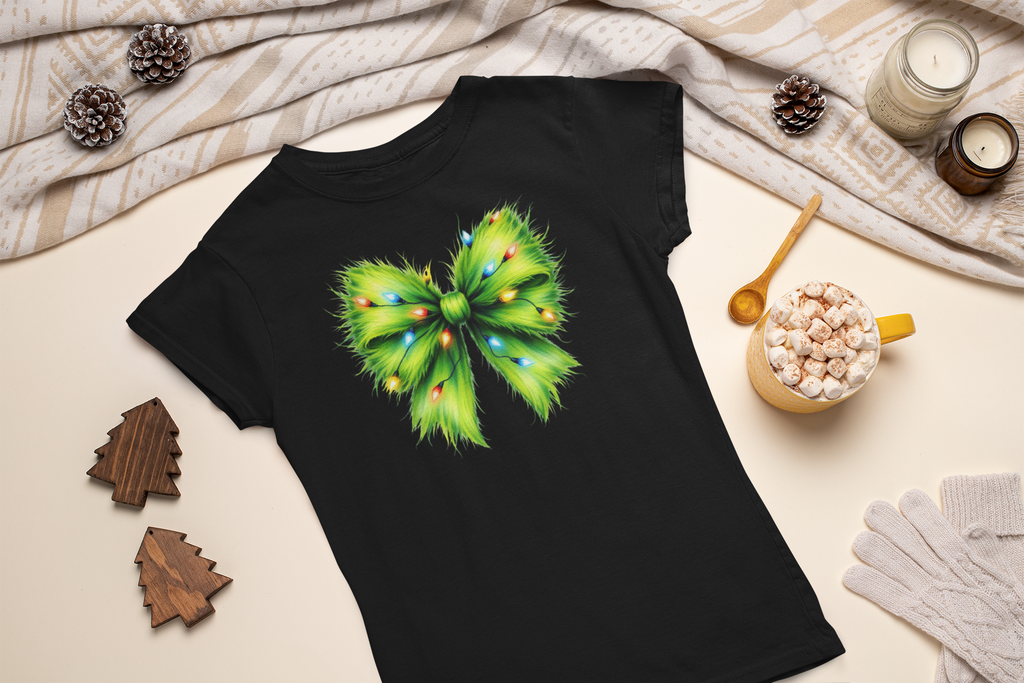 Women's Green Christmas Bow - [farm_afternoons]