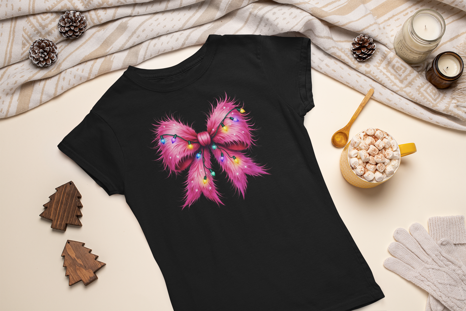 Women's Pink Christmas Bow - [farm_afternoons]