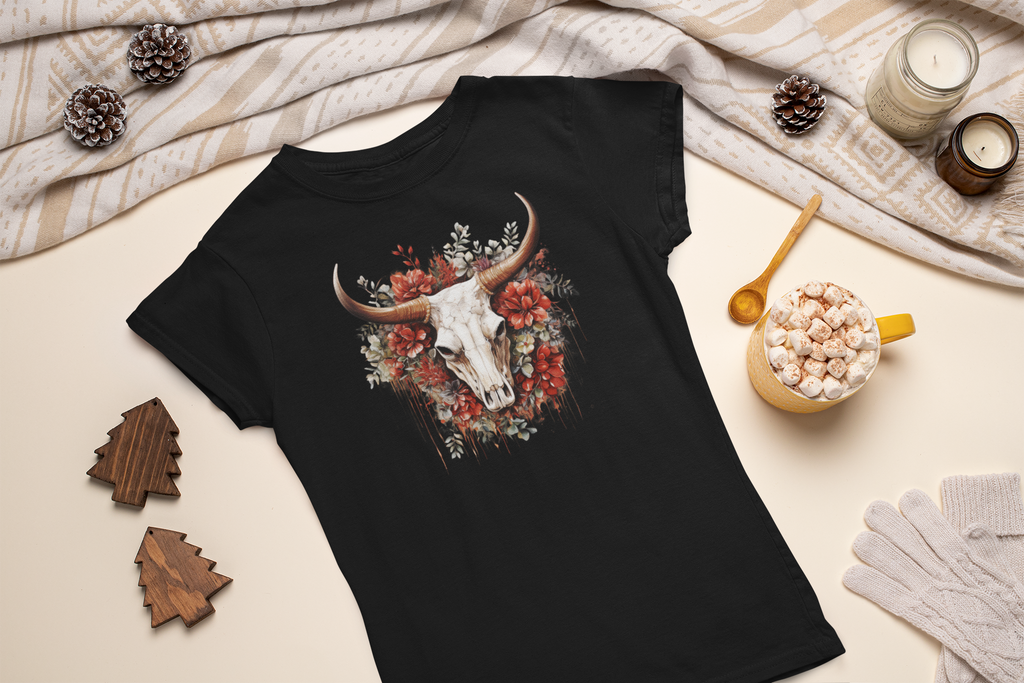 Vintage Xmas Bull Skull Tee - [farm_afternoons]