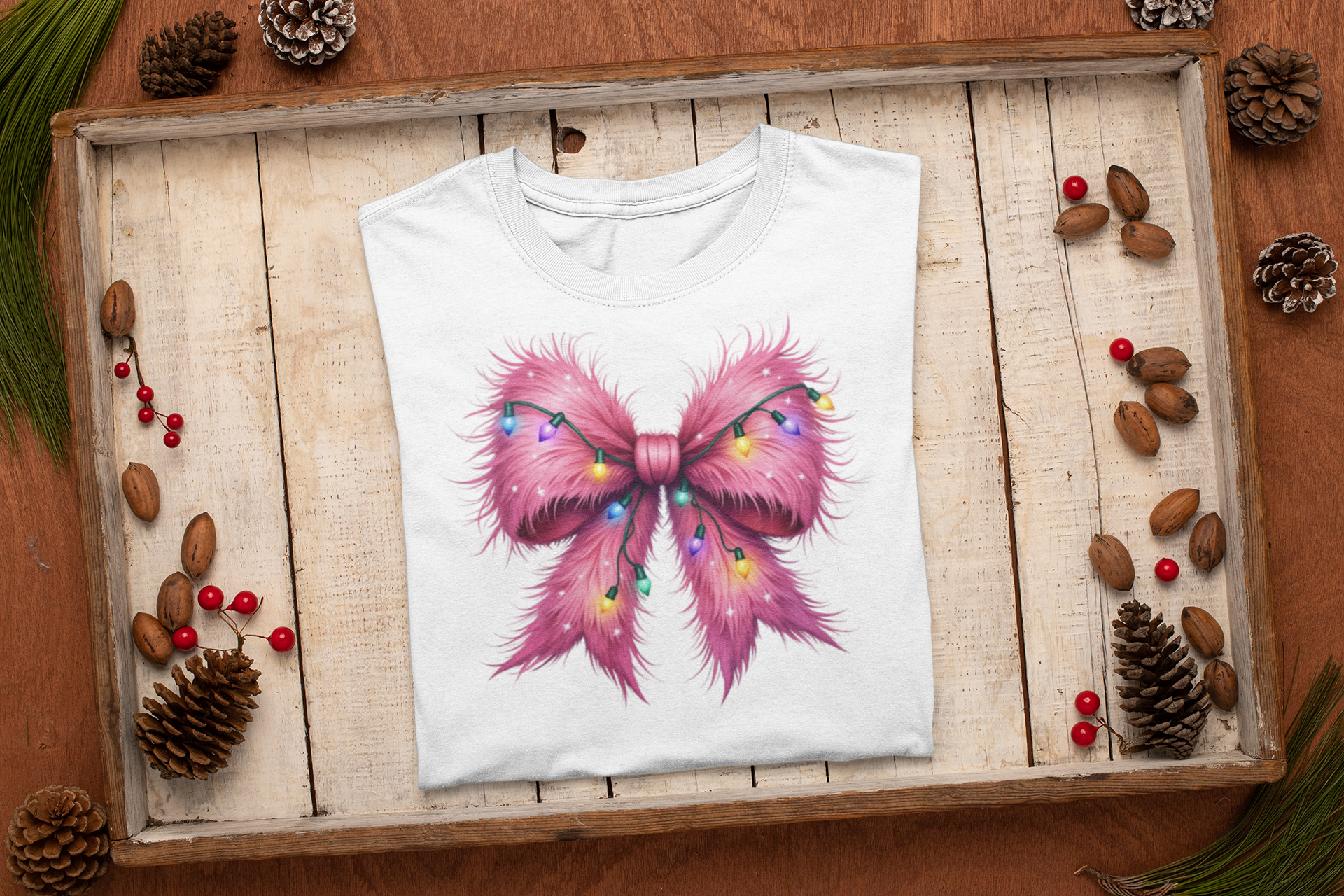Women's Pink Christmas Bow - [farm_afternoons]