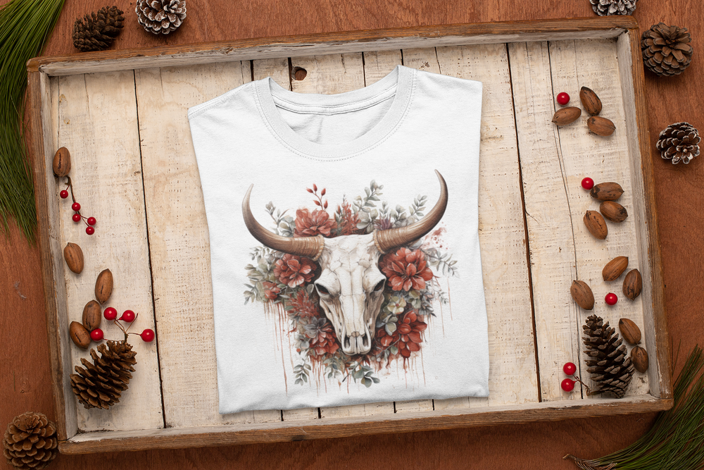 Vintage Xmas Bull Skull Tee - [farm_afternoons]